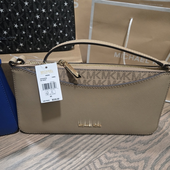 (3) NWT Michael Kors Arden Medium Crossbody Purse Bags Black, Camel, Galaxy Blue - Picture 11 of 16